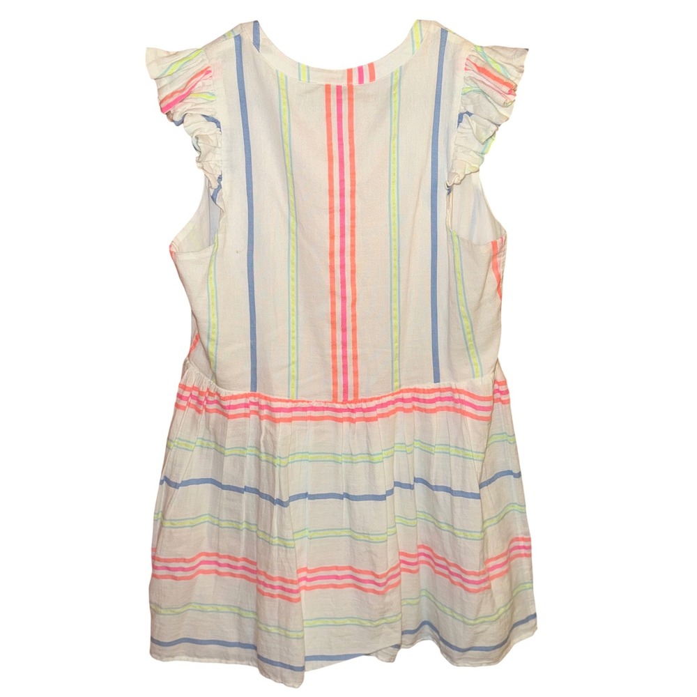 Vineyard Vines Neon Striped Sleeveless Ruffle Mini Dress Size 12 - Picture 7 of 11